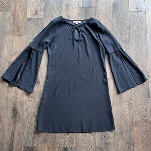 Calypso St. Barth Silk Flutter Bell Sleeve Keyhole Neckline Dress Black Size XS